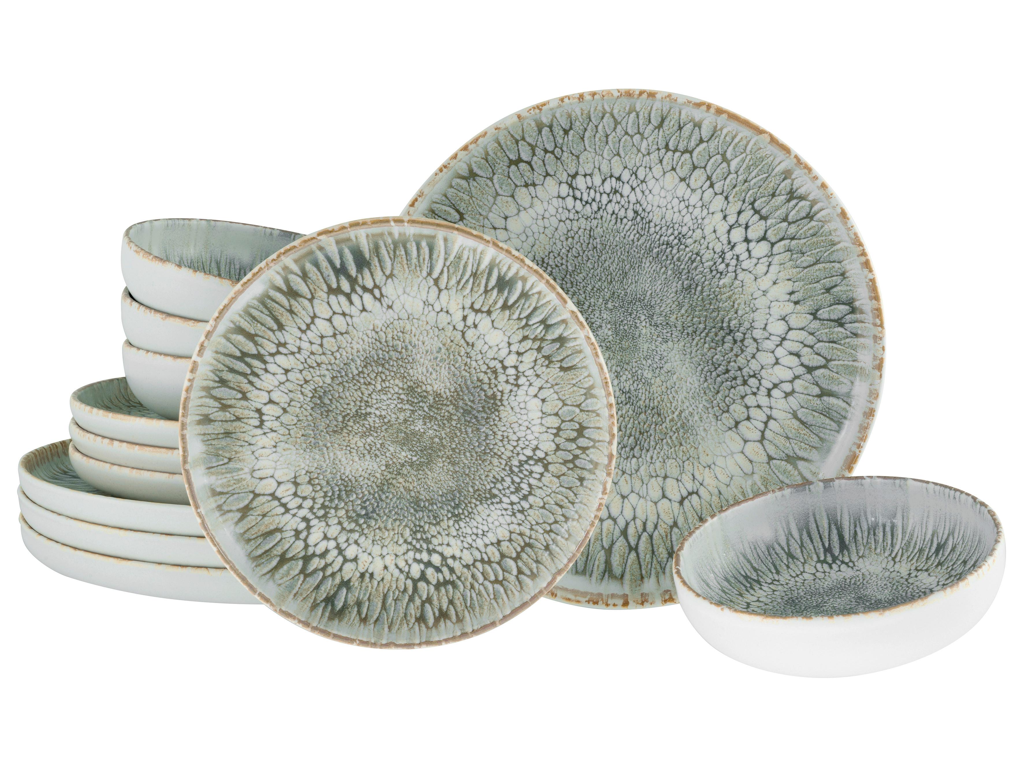 Jídelní souprava 12-dílná - světle šedá, Trend, keramika - Creatable