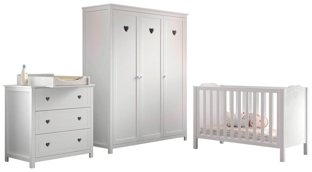 BABYZIMMER Amori Weiß 4-teilig - Weiß, MODERN, Holz/Holzwerkstoff - Vipack