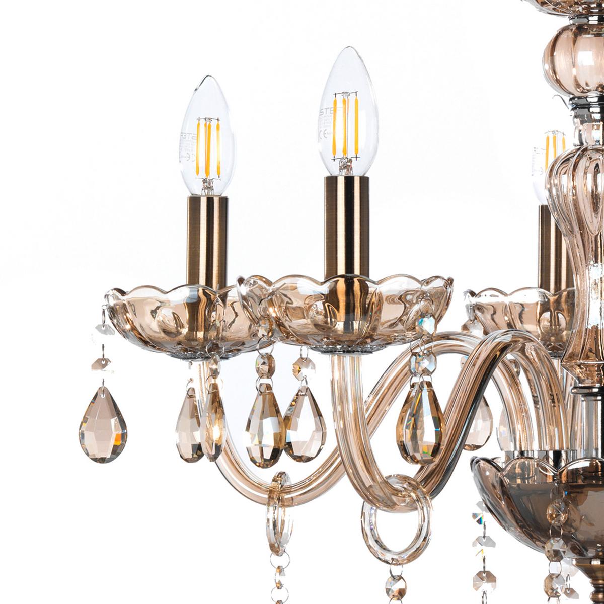 Kronleuchter 809/5 Linda - Bernsteinfarben, KONVENTIONELL, Glas/Metall (67/100cm)