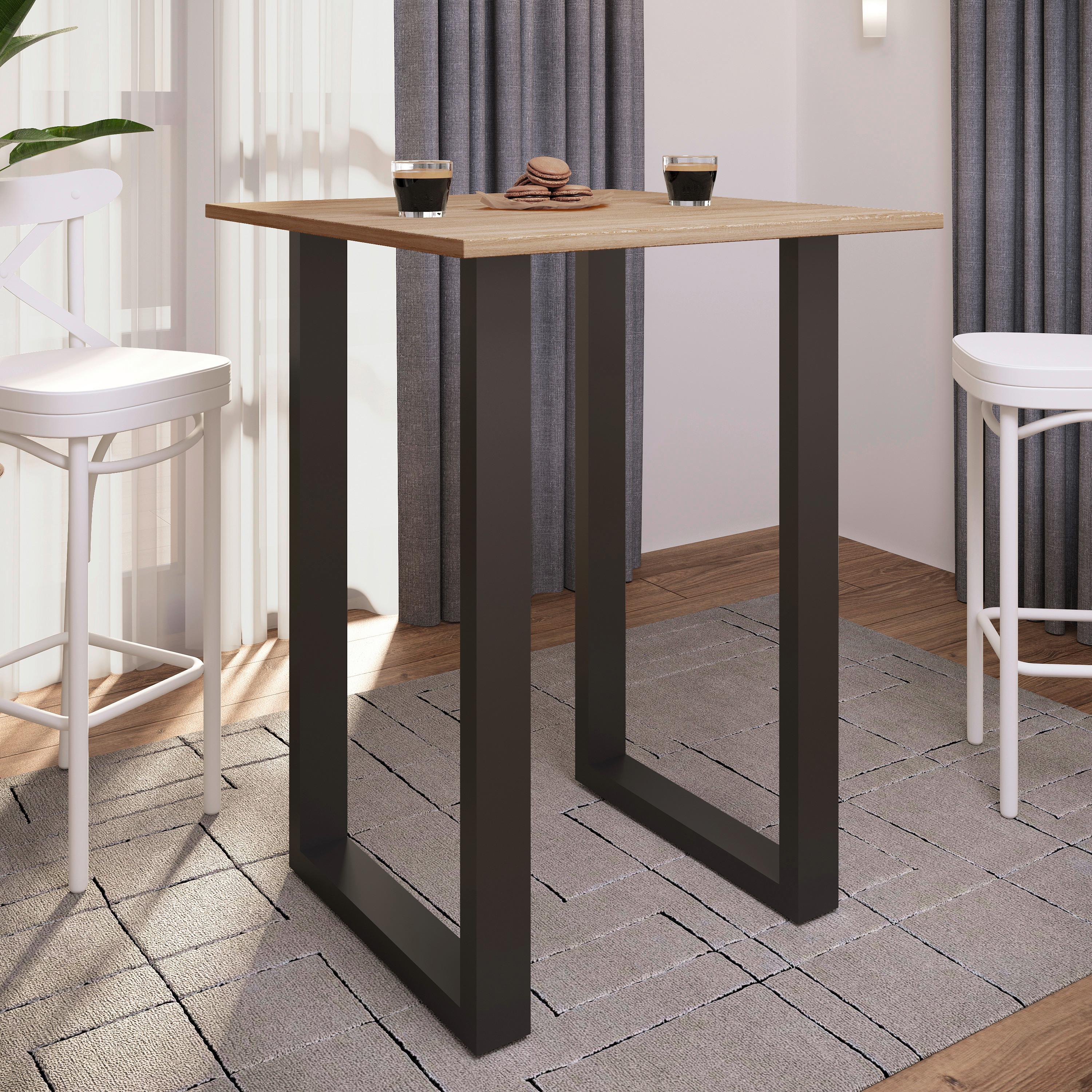 Bartisch Xona B 80x50 - Eichefarben/Schwarz, KONVENTIONELL, Holzwerkstoff/Metall (80/50/102cm)