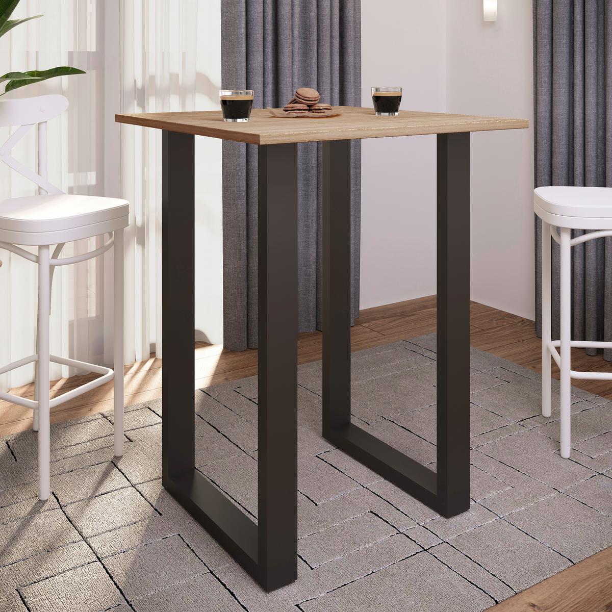 Bartisch Xona B 80x50 - Eichefarben/Schwarz, KONVENTIONELL, Holzwerkstoff/Metall (80/50/102cm)