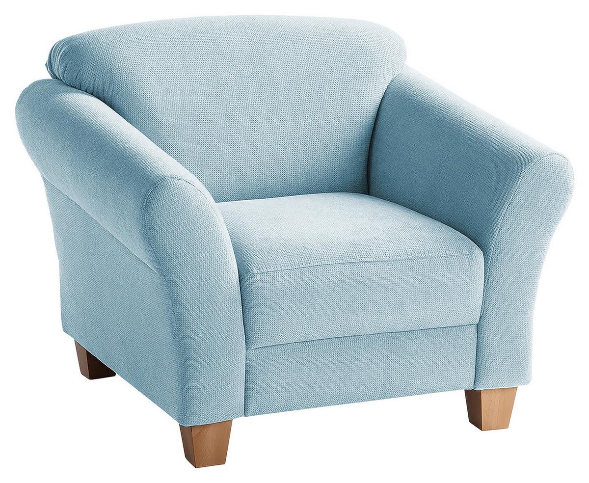 Sessel Gotland hellblau Rücken echt, 101x84x89 cm - Naturfarben/Hellblau, KONVENTIONELL, Textil (101/84/89cm) - Sit & More