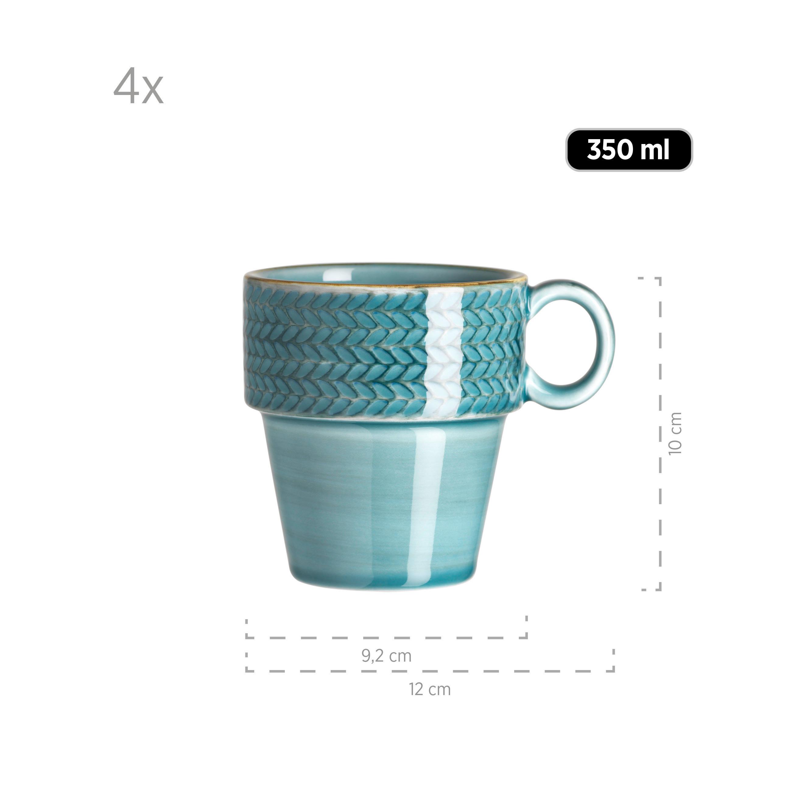 Kaffeebecherset Prospero Blau 4 Stk. Je 350 Ml - Blau, Basics, Keramik (12/10/9,2cm) - Mäser