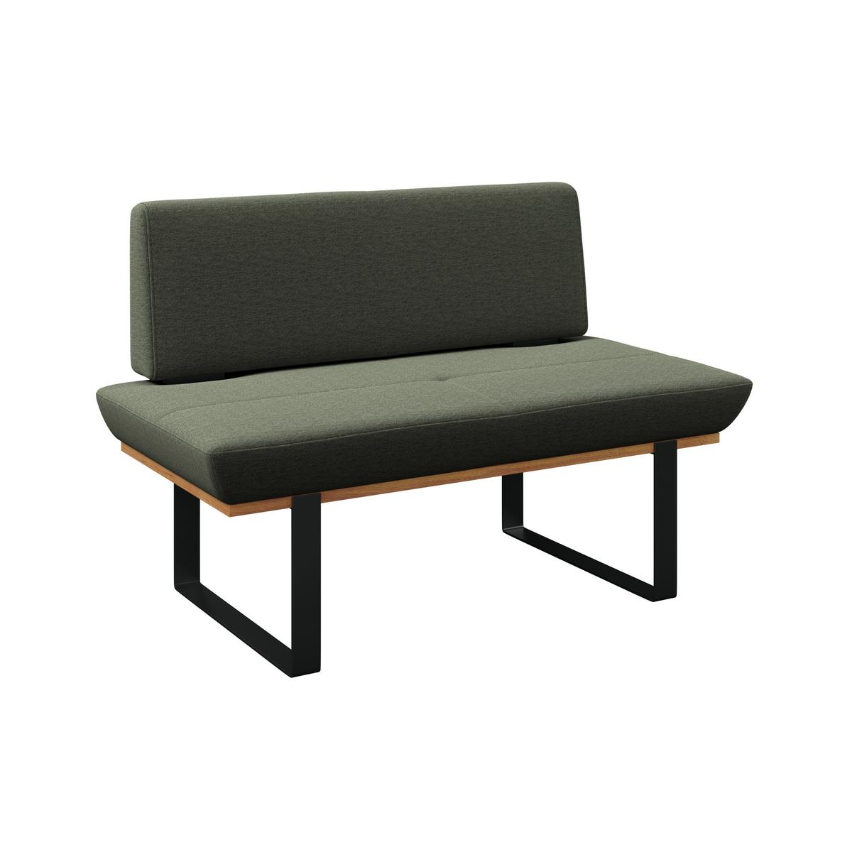Sitzbank Tristan Webstoff grün, B: 130cm - Schwarz/Grün, MODERN, Holz/Textil (130/48/90cm) - James Wood