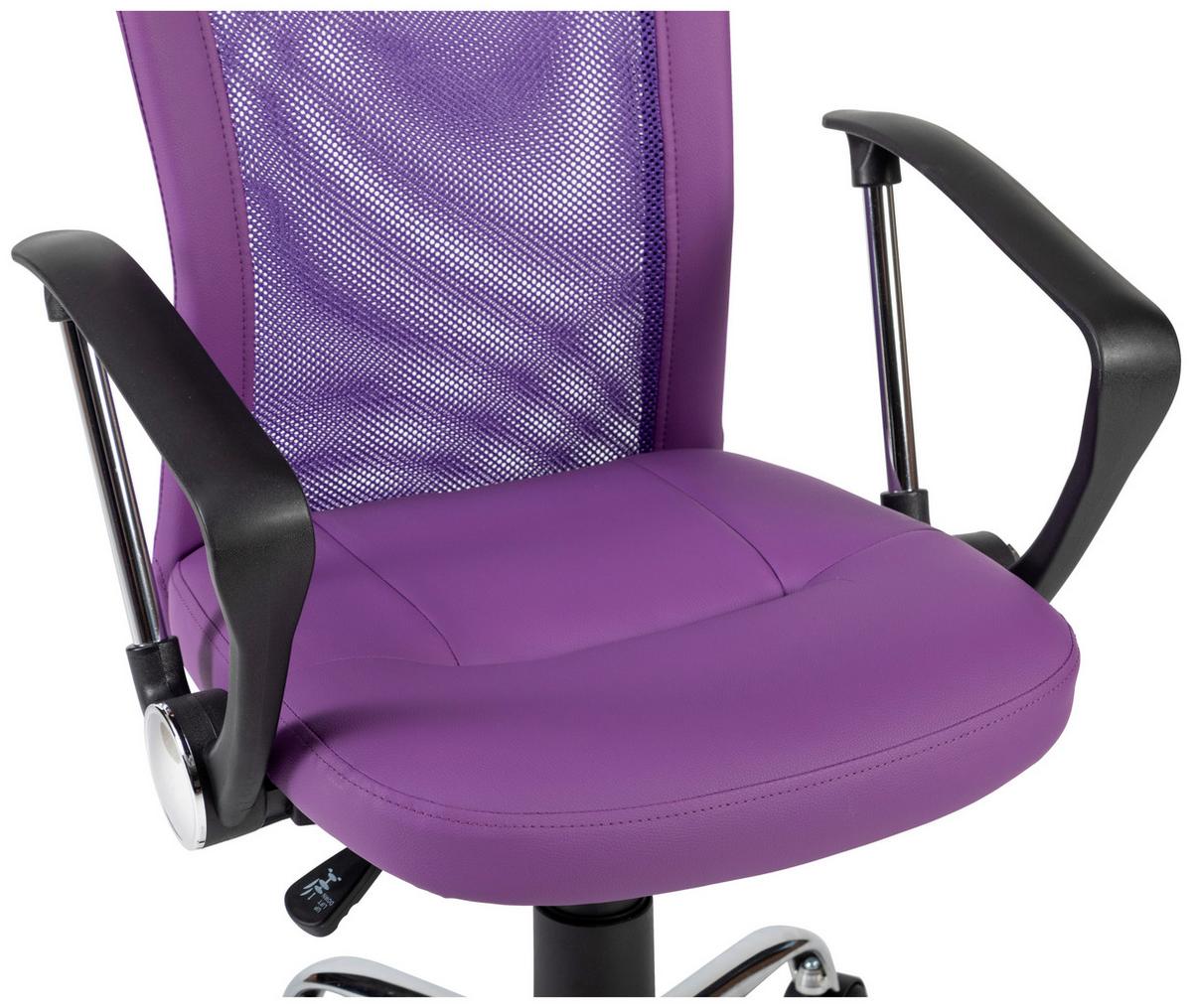 Drehstuhl Vanessa Lila/Schwarz/Chrom B: 56 cm - Chromfarben/Lila, Trend, Kunststoff/Textil (56/99/56cm)