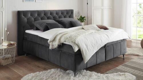 Boxspringbett mit Topper 180x200 Pembroke - Anthrazit/Schwarz, Basics, Holzwerkstoff/Textil (180/200cm) - MID.YOU