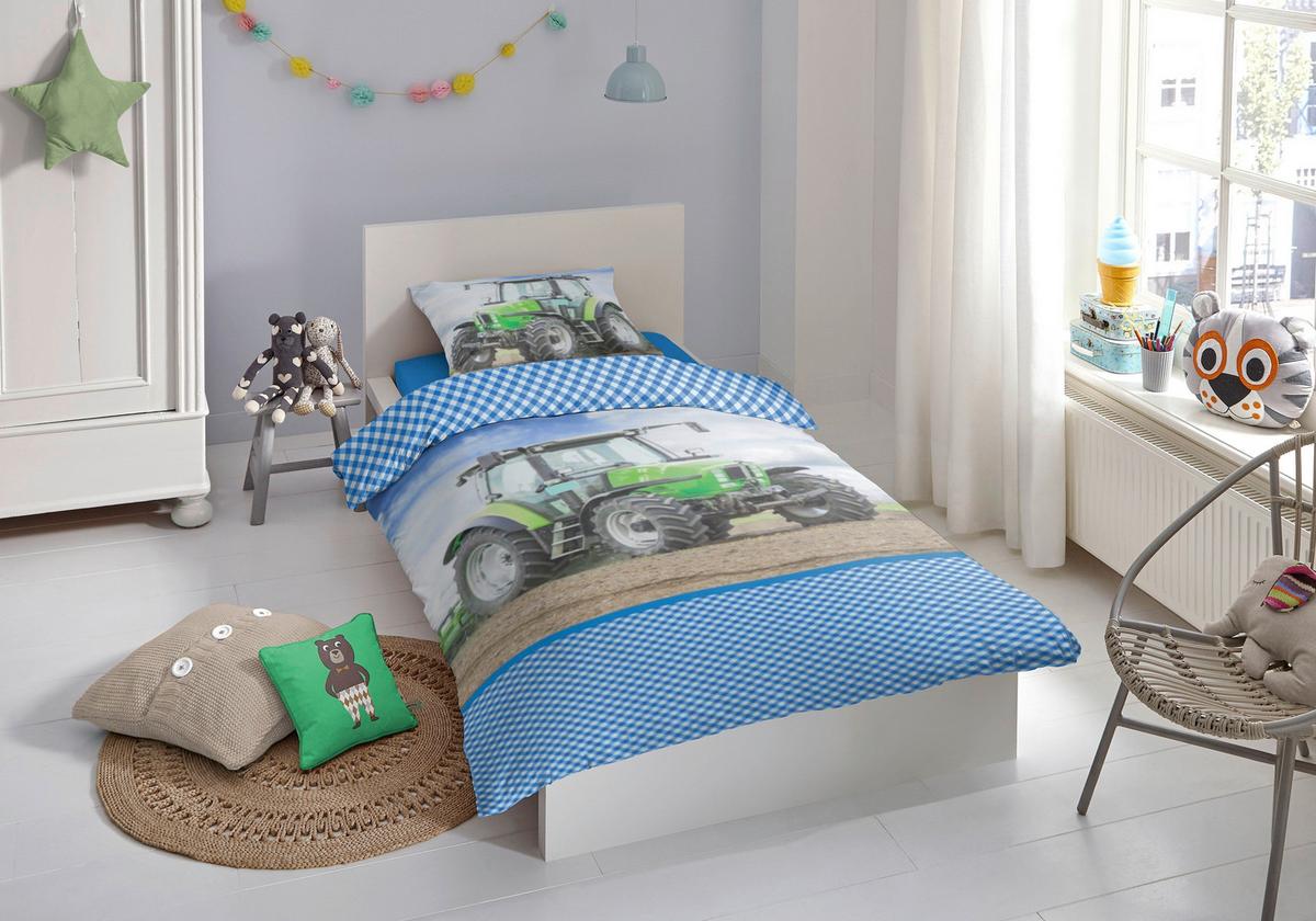 Bettwäsche 140x200 cm Traktor Renforce, Multicolor - Multicolor, MODERN, Textil (140/200cm)