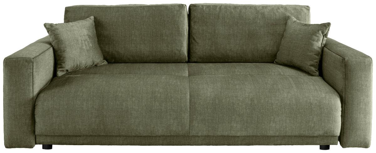 Schlafsofa Longo, Grün B: 245 Cm - Schwarz/Grün, MODERN, Textil (245/86/126cm) - Livetastic