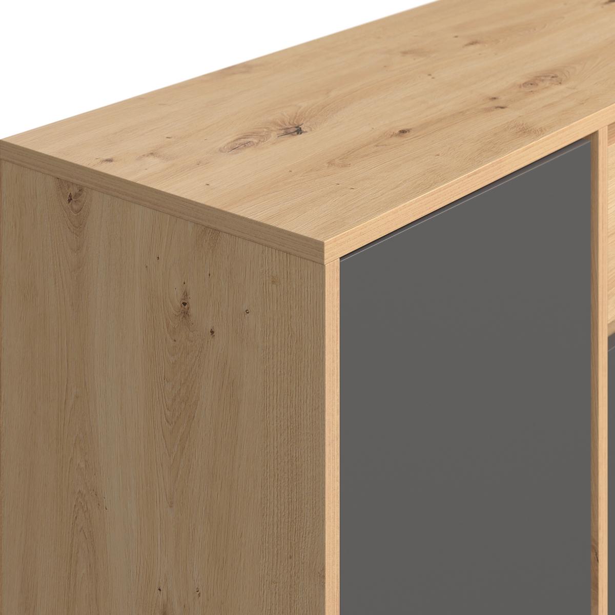 Sideboard Caneva Anthrazit/eichefarben B: 128cm - Anthrazit/Schwarz, MODERN, Holzwerkstoff (128/86/40,3cm)