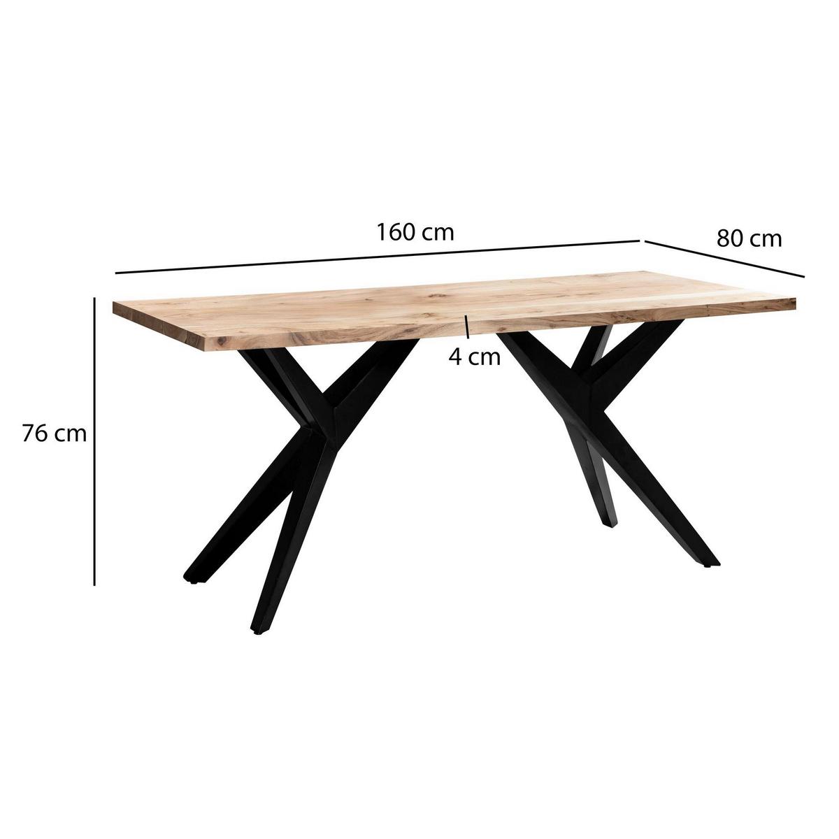 Schreibtisch Akaziefarben L: 160cm - Schwarz/Akaziefarben, Design, Holz/Metall (160/80/76cm) - Livetastic