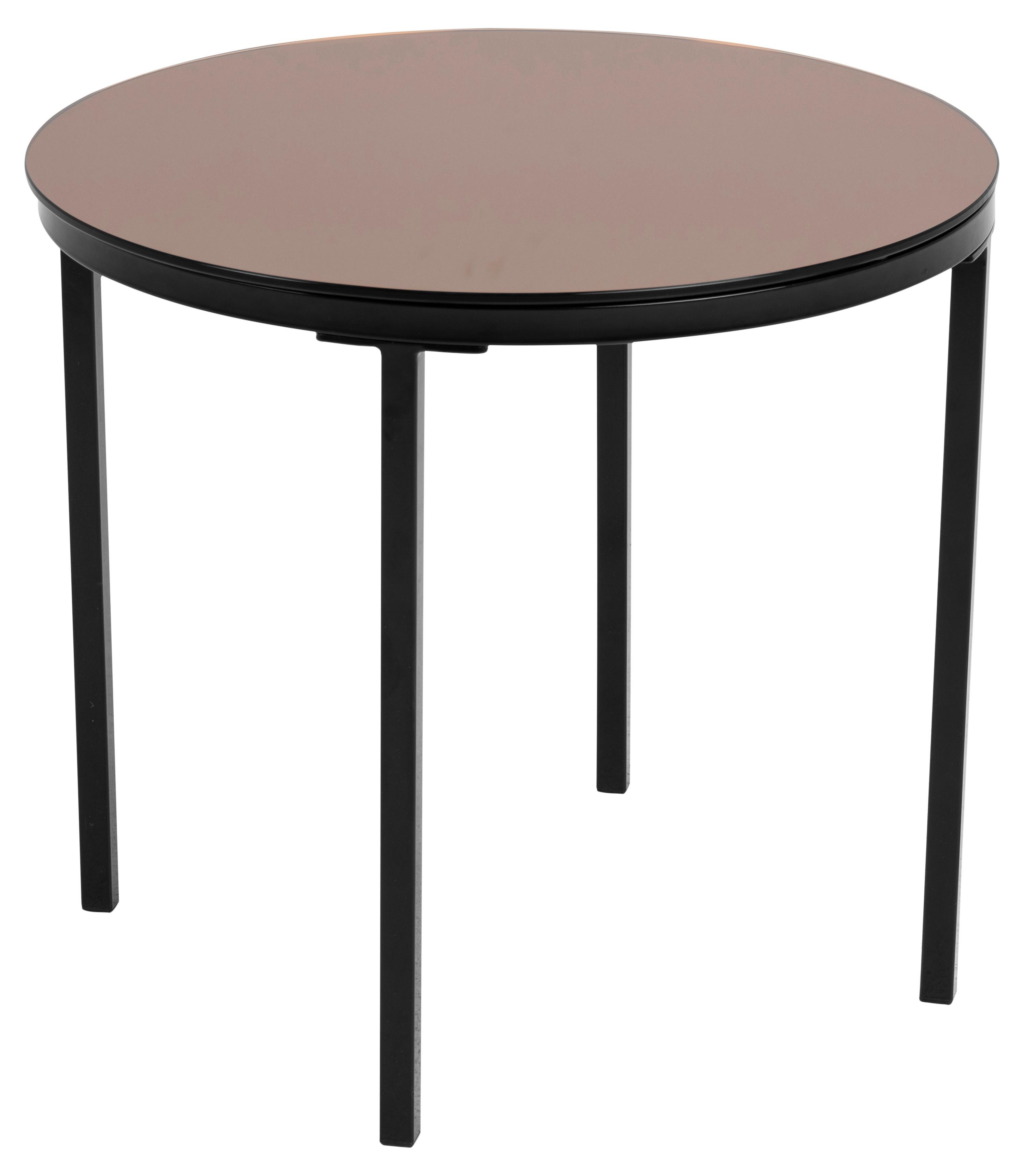 Odkladací Stolík Gina - čierna/bronzová, Design, kov/sklo (50/45/50cm)