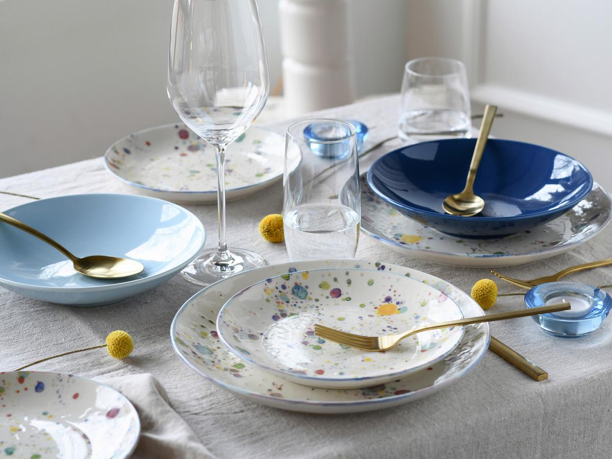 Tafelservice Candy Drops, Blau, 12-Teilig - Blau/Pastellblau, Basics, Keramik - Creatable