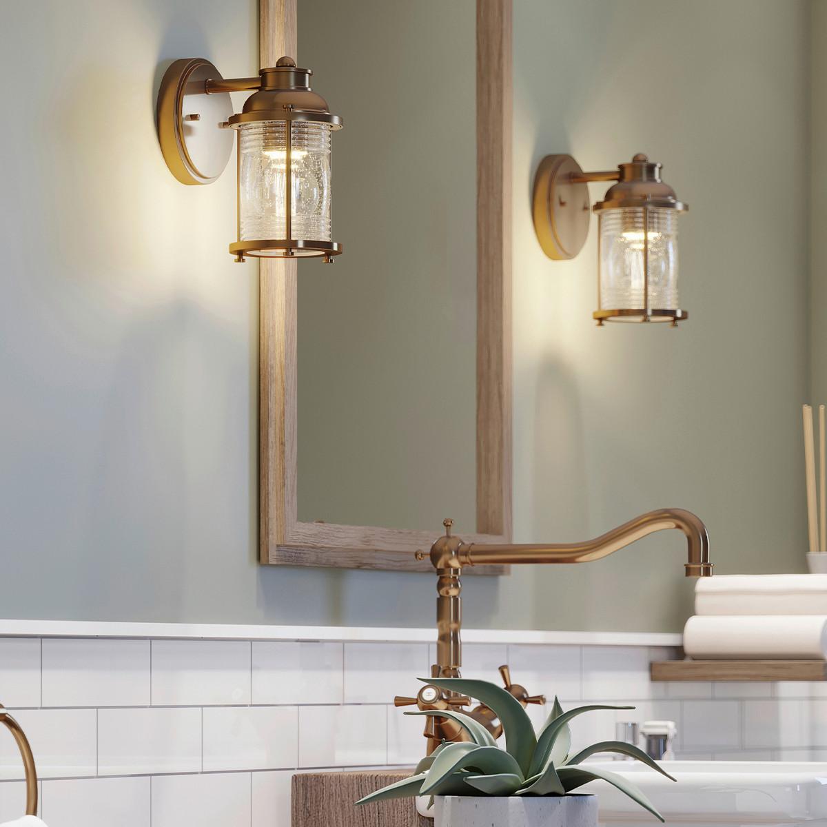 Badezimmer-wandleuchte Qn-Ashlandbay1-Nbr-Bath - Messingfarben, KONVENTIONELL, Glas/Metall (20,6/12,7/16,9cm) - Elstead Lighting