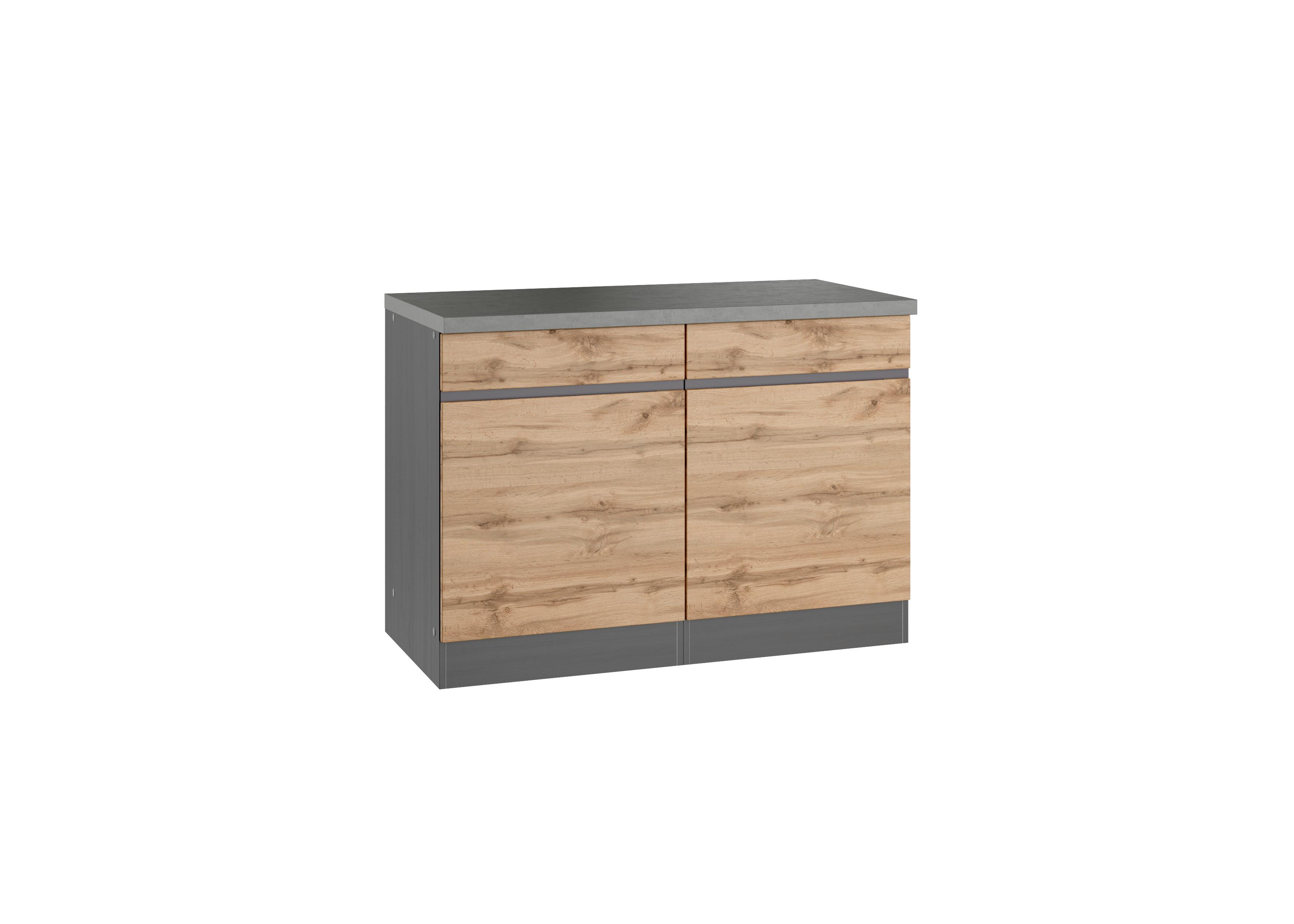 Küchenunterschrank Turin 120 cm Graphiftfarben/Eiche