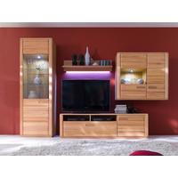 Wohnkombination teilmassiv 4--teilig. Sena Buchefarben - Buchefarben, Design, Glas/Holz (303/209/51cm) - Livetastic