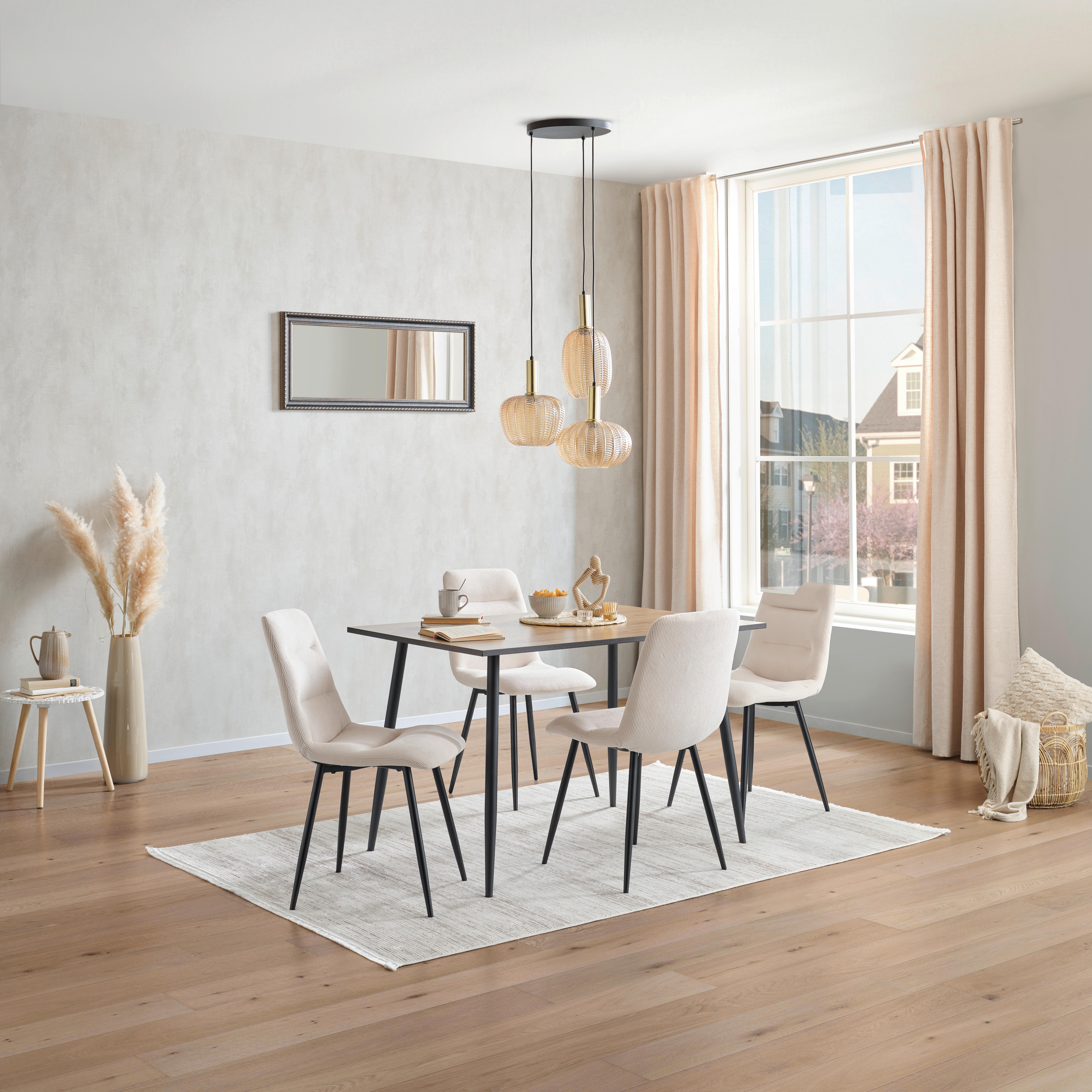 Esstisch Tom 120x76x80 Cm Naturfarben/schwarz - Schwarz/Naturfarben, KONVENTIONELL, Holzwerkstoff/Metall (120/76/80cm)