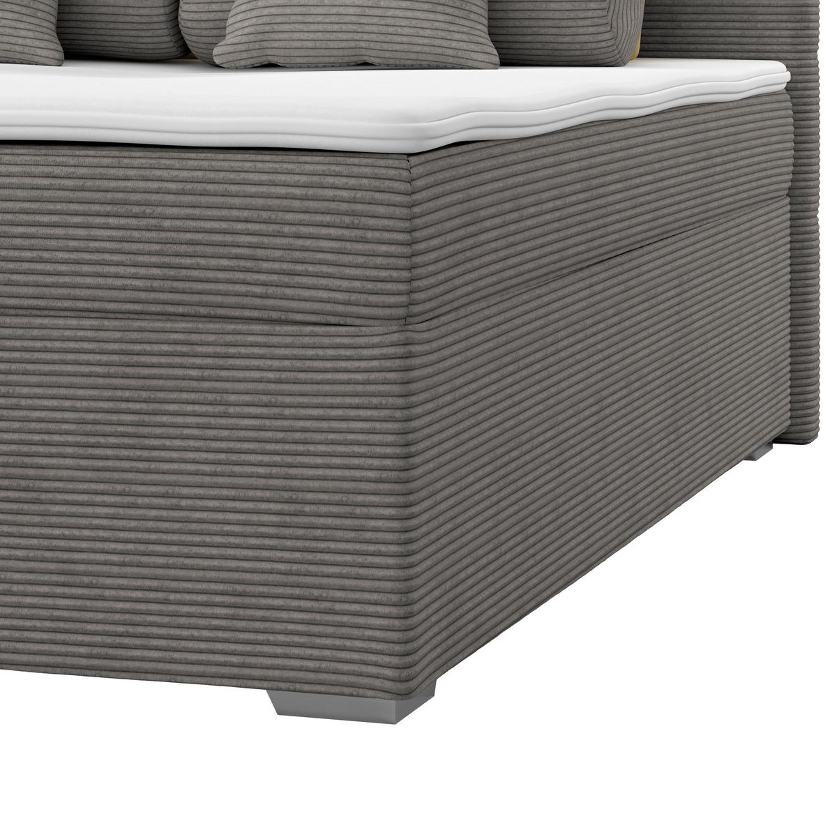 Čalúnená posteľ ADRIA 180x200 cm, antracitová - antracitová/chrómová, Konventionell, drevo/textil (180/200cm)