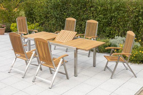 Gartengarnitur 7-Tlg. Keros Holz/Metall Mit Sitzkissen