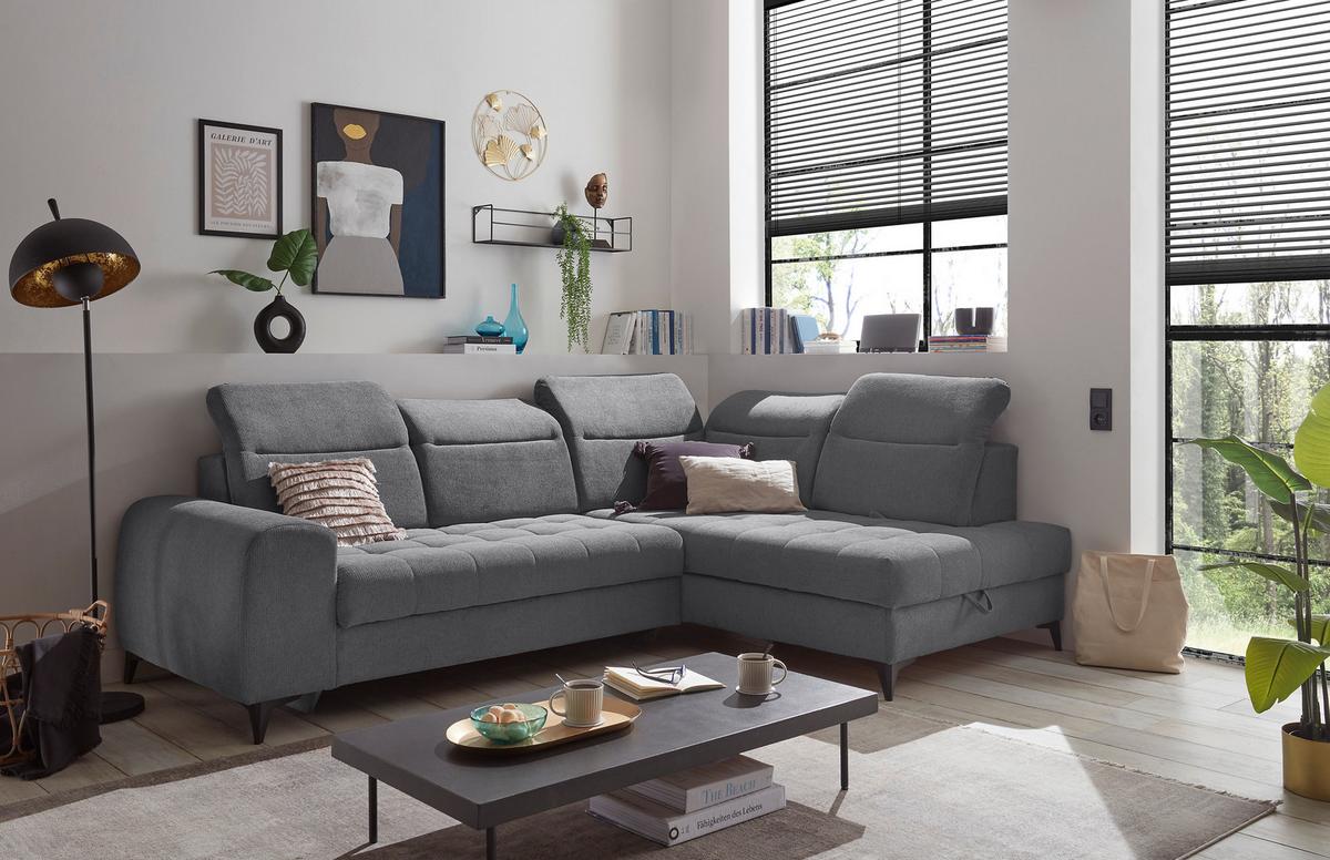 Ecksofa Rockdale Anthrazit S:282x200cm - Anthrazit/Schwarz, KONVENTIONELL, Textil (282/200cm) - MID.YOU
