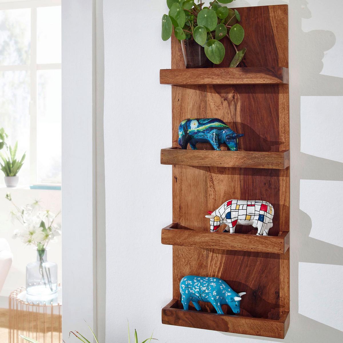Wandregal Wohnling Sheesham B: 30 cm - Sheeshamfarben, MODERN, Holz (30/80/10cm) - MID.YOU