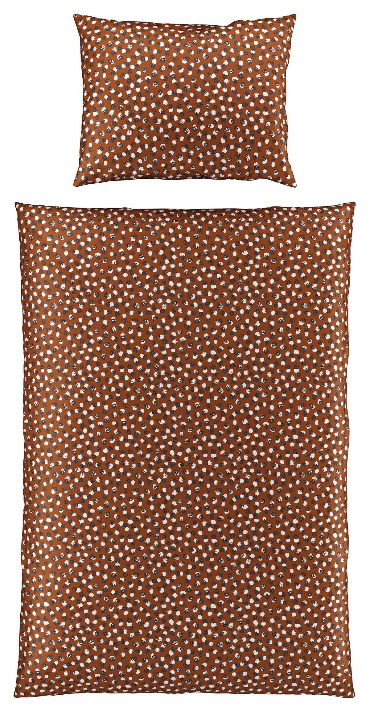 POVLEČENÍ Doodle Dots, 140/200cm, hnědá - bílá/černá, Konvenční, textil (140/200cm) - Modern Living