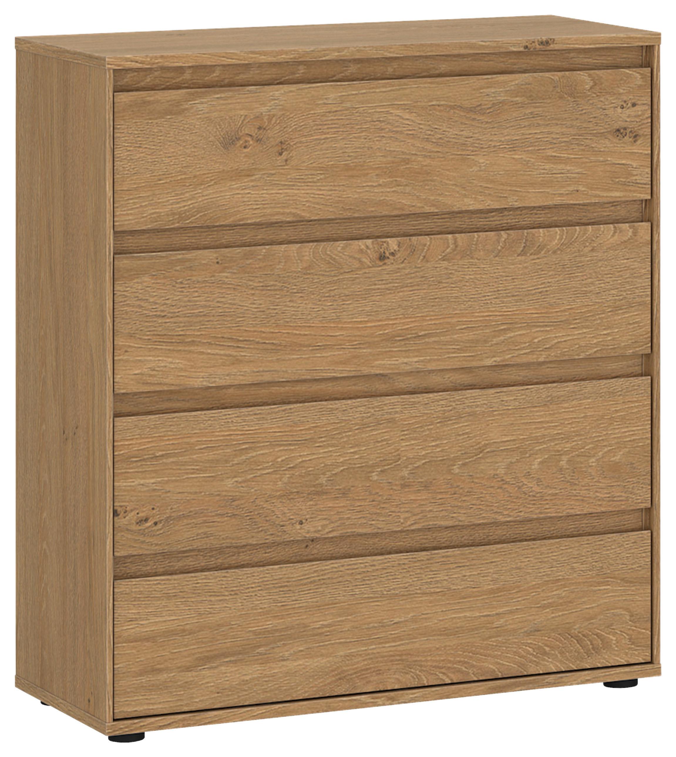Kommode Calzado Steineiche B: 75cm - Eichefarben/Schwarz, MODERN, Holzwerkstoff (75/85/35cm)