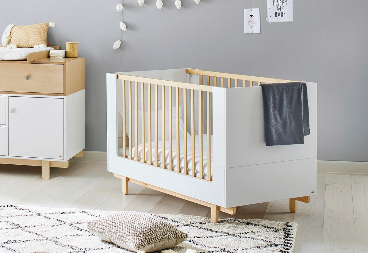 Gitterbett 113403 Boks - Ahornfarben/Weiß, Trend, Holz/Holzwerkstoff (144/78/90cm) - Pinolino