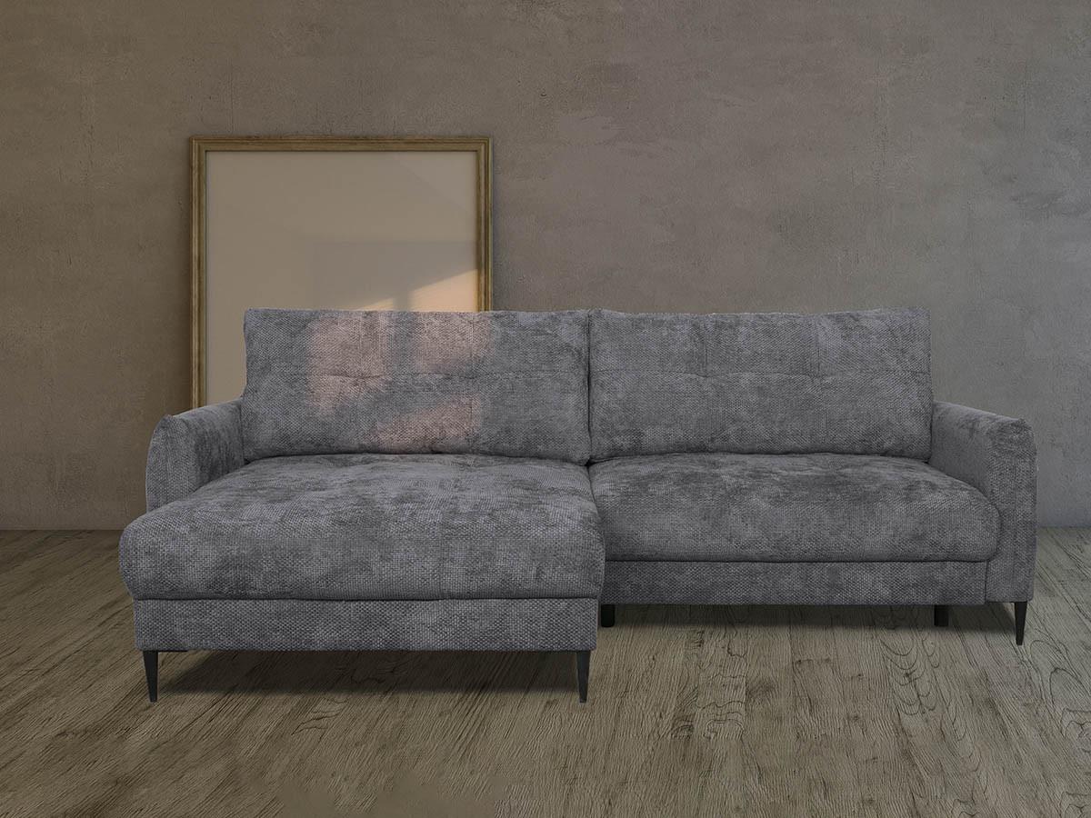 Rohová sedačka POLIS, obojstranná, antracitová - čierna/antracitová, Modern, kov/textil (221/142cm) - Based