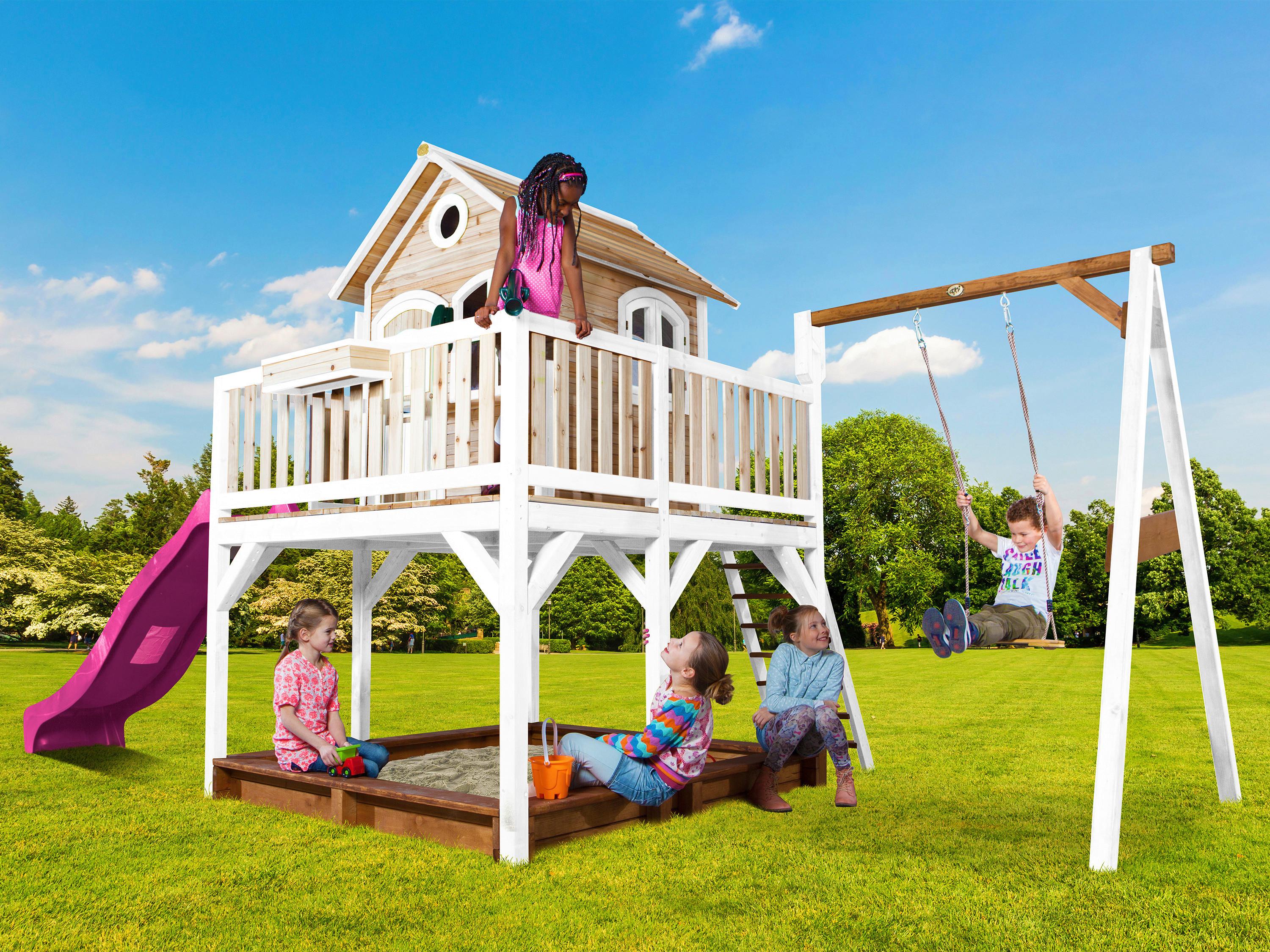 Spielturm A030.152.41 - Lila/Braun, KONVENTIONELL, Holz/Kunststoff (541/291/277cm) - Ambia Garden