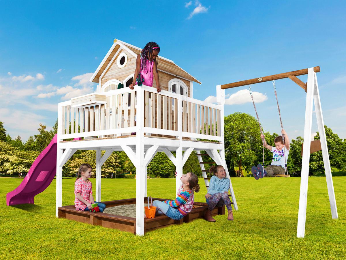 Spielturm A030.152.41 - Lila/Braun, KONVENTIONELL, Holz/Kunststoff (541/291/277cm) - Ambia Garden