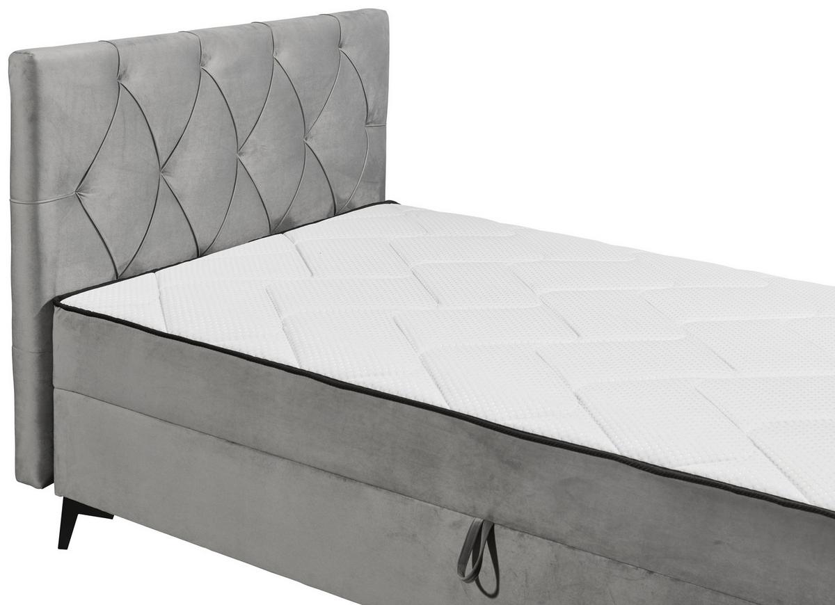 Boxbett Cornwill Mit Gepolstertem Kopfteil 120x200 - Schwarz/Grau, MODERN, Holzwerkstoff/Textil (120/200cm) - MID.YOU
