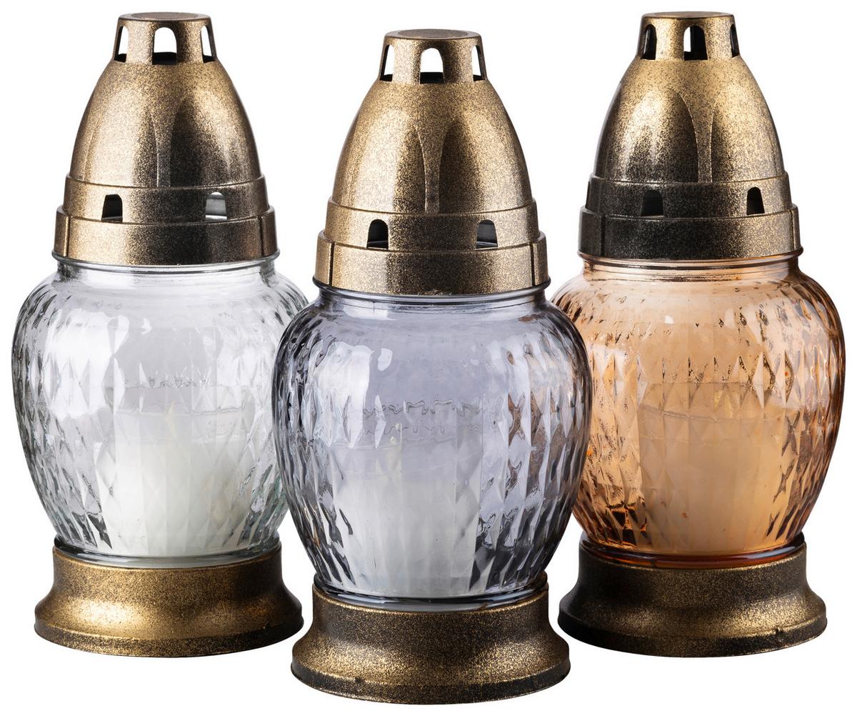 Kegyeleti Mécses La 351 - borostyánszínű/szürke, Üveg/fém