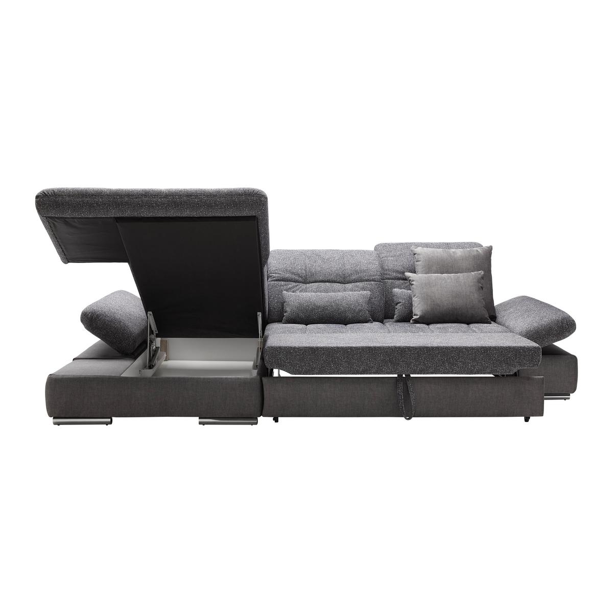 Rohová sedačka SANFINO, ľavá, grafitová / sivá - sivá/grafitová, Konventionell, kov/drevo (199/79-96/305cm) - Premium Living
