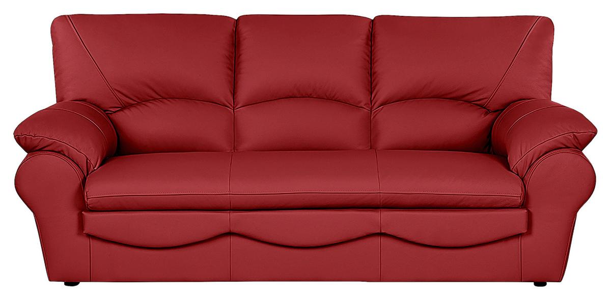 3-Sitzer-Sofa Oslo Rot B: 205 cm - Rot/Schwarz, Design, Leder (205/92/85cm) - Livetastic
