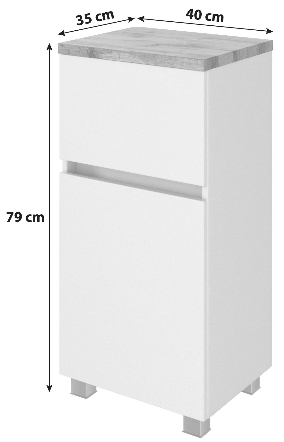 Unterschrank Mit Soft-close Pienza B: 40cm Weiß - Eichefarben/Silberfarben, Basics, Holzwerkstoff (40/79/35cm) - Held