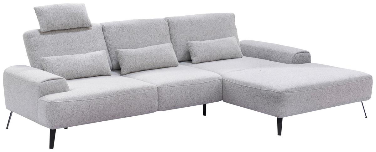 Ecksofa Astoria Hellgrau S: 305x178 cm - Hellgrau/Schwarz, Design, Textil (305/178cm) - Livetastic