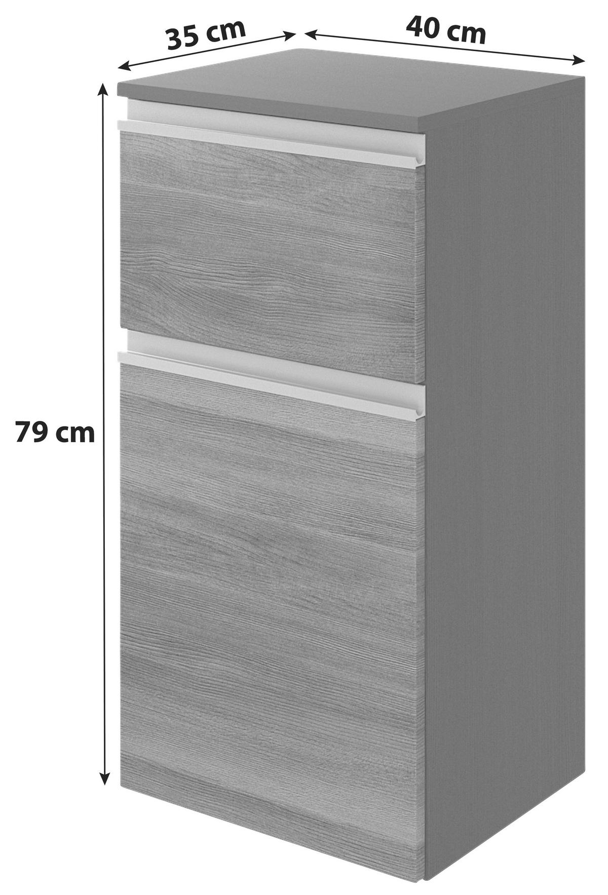 Unterschrank Mit Soft-close Arezzo B: 40cm, Graphit - Silberfarben/Graphitfarben, Basics, Holzwerkstoff (40/79/35cm) - Held