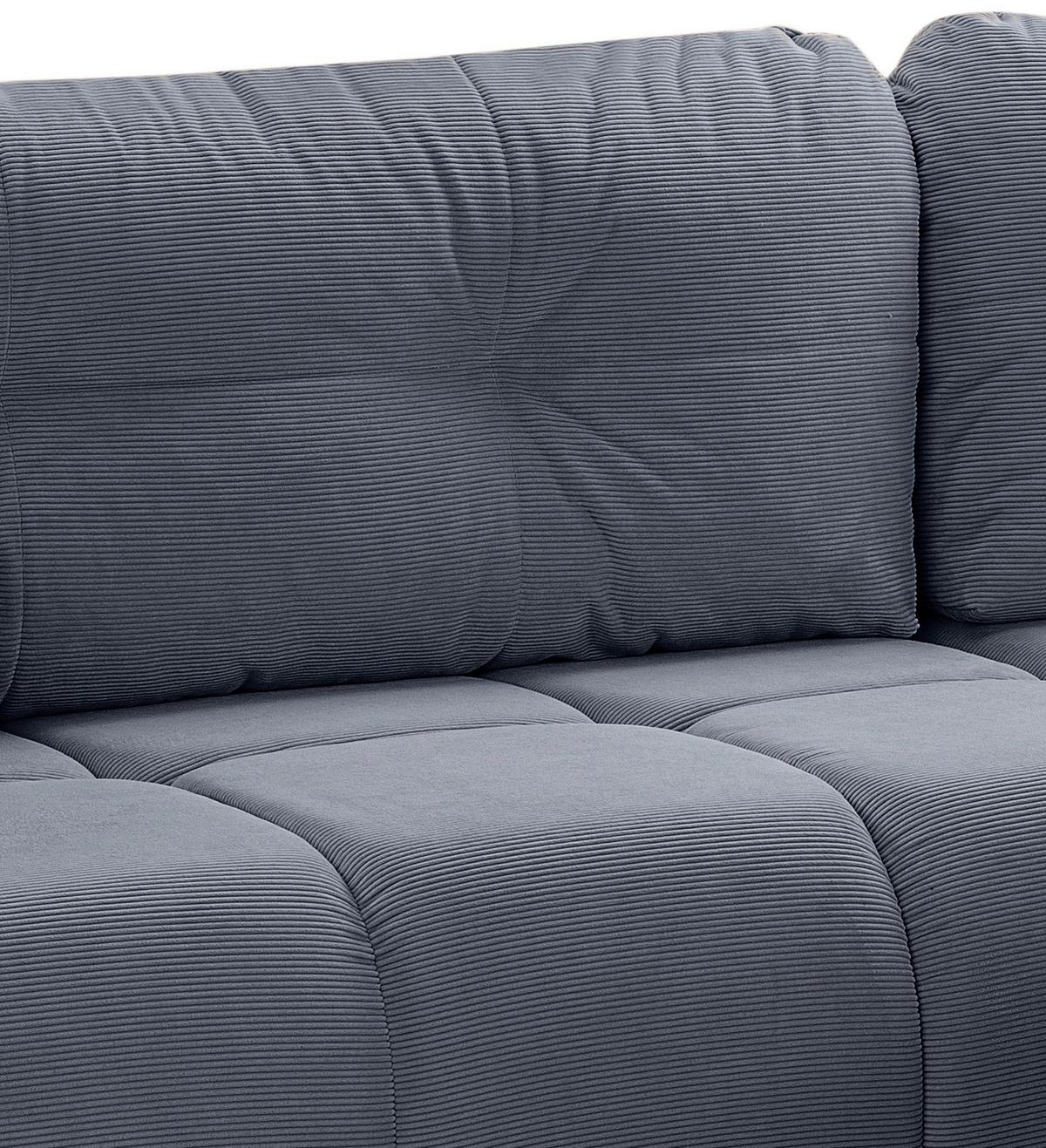 Ecksofa Sancho Long Blaugrau S: 255x155cm - Blaugrau/Schwarz, Basics, Holz/Textil (255/155cm) - MID.YOU