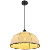 Hängeleuchte Rex H: 120 Cm 1-Flammig - Beige/Schwarz, Natur, Naturmaterialien/Textil (40/120cm) - Globo