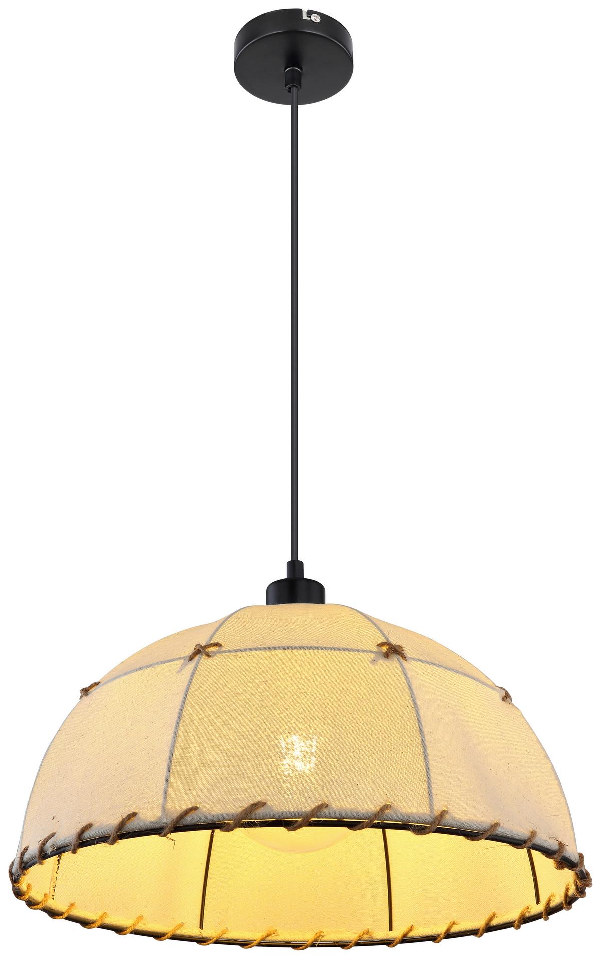 Hängeleuchte Rex H: 120 Cm 1-Flammig - Beige/Schwarz, Natur, Naturmaterialien/Textil (40/120cm) - Globo