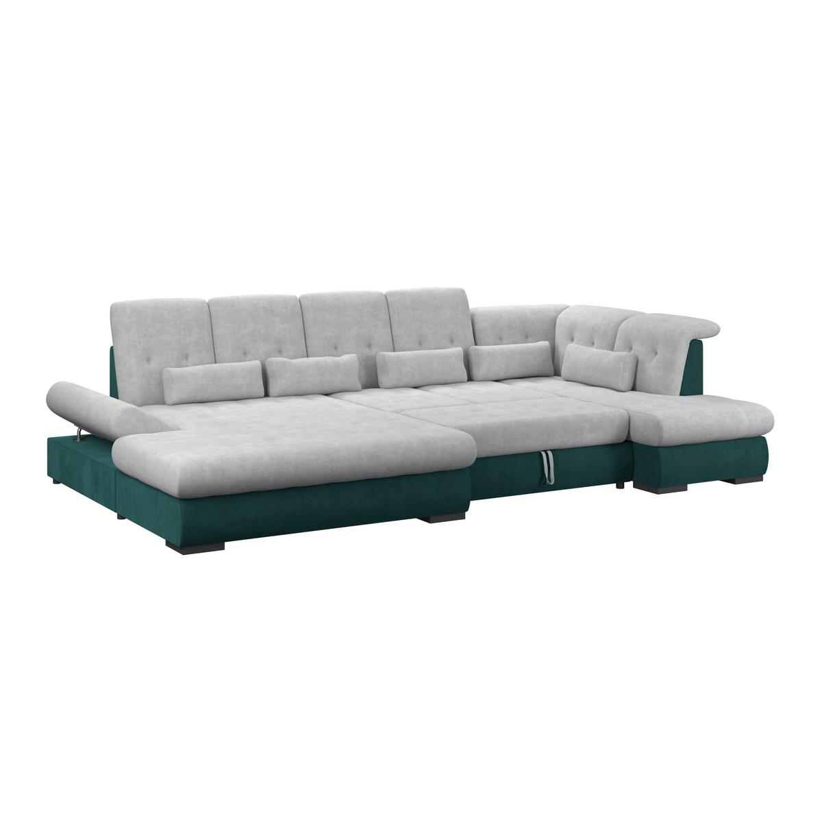 Wohnlandschaft Madera Silberfarben S: 358x212 cm - Türkis/Silberfarben, KONVENTIONELL, Kunststoff/Textil (190/358/212cm)