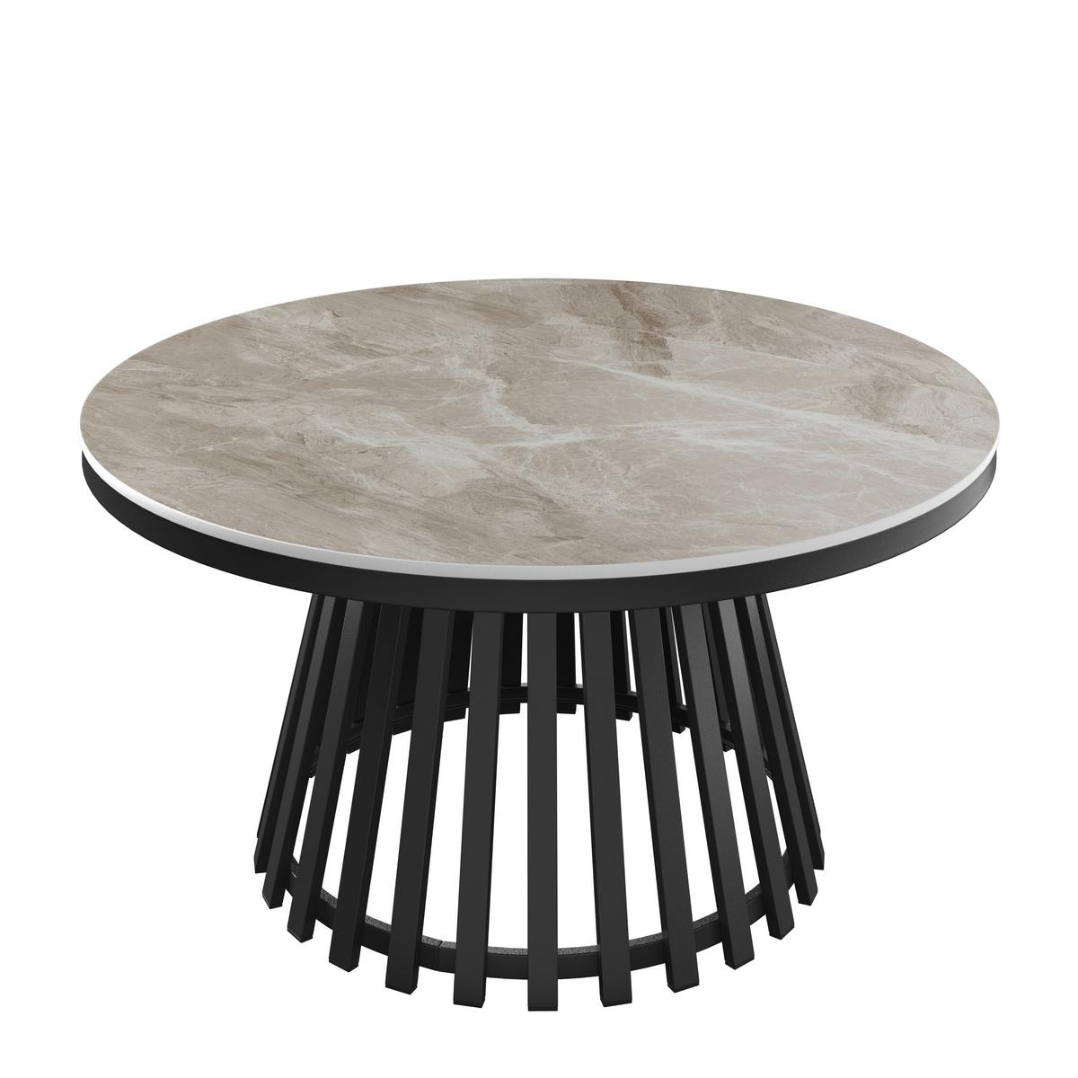 KONFERENČNÍ STOLEK PELA - šedá/černá, Moderní, kov/kompozitní dřevo (90/90/45cm) - Bessagi Home