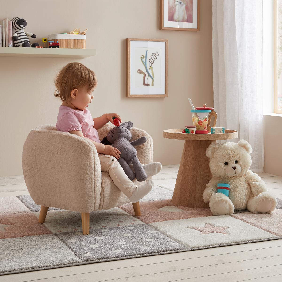 DĚTSKÉ KŘESLO FLUFFY -TREND- - béžová, Moderní, dřevo/kompozitní dřevo (52/44/41cm) - Premium Living