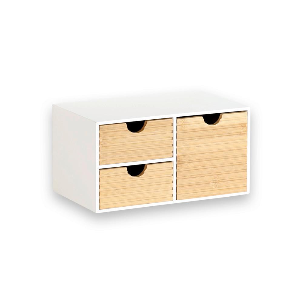TISCHORGANIZER Bambus, Weiß/Naturfarben - Naturfarben/Weiß, Basics, Naturmaterialien/Holzwerkstoff (27/16/14cm) - Kesper