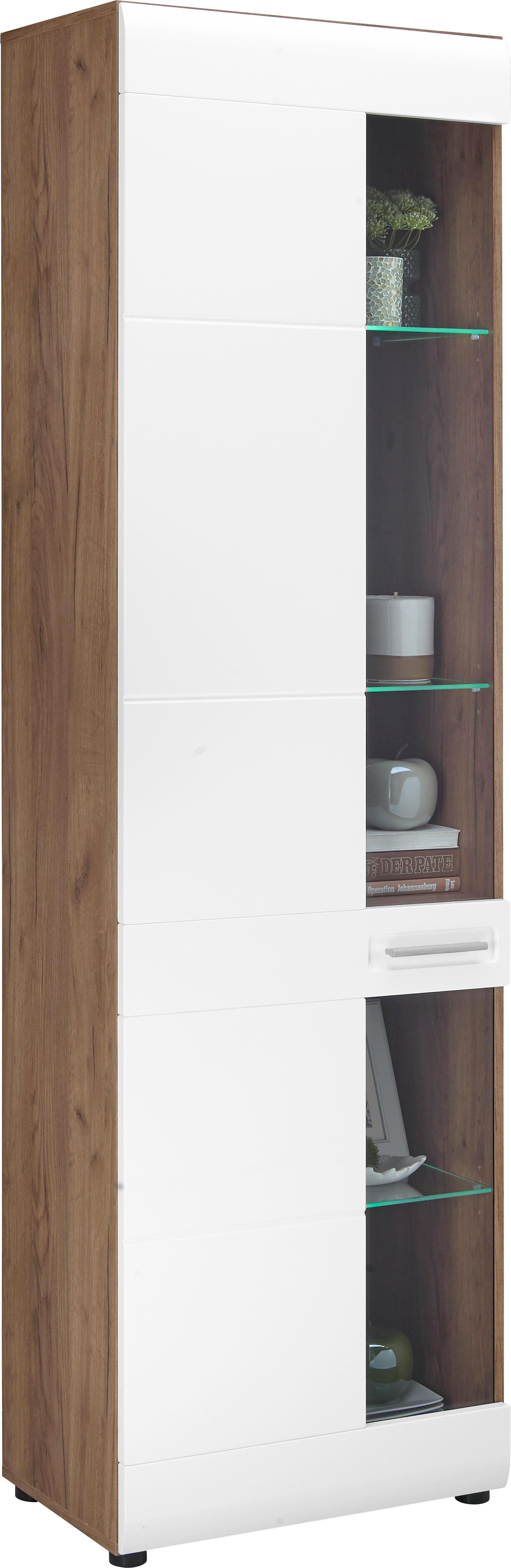 Vitrine Avensis - Eichefarben/Schwarz, MODERN, Glas/Holzwerkstoff (60/205,7/37,1cm) - Luca Bessoni