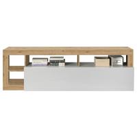 TV-Element Hamburg Eiche Dekor, Weiß HG B: 184cm - Eichefarben/Weiß Hochglanz, MODERN, Holzwerkstoff (184/58/42cm)