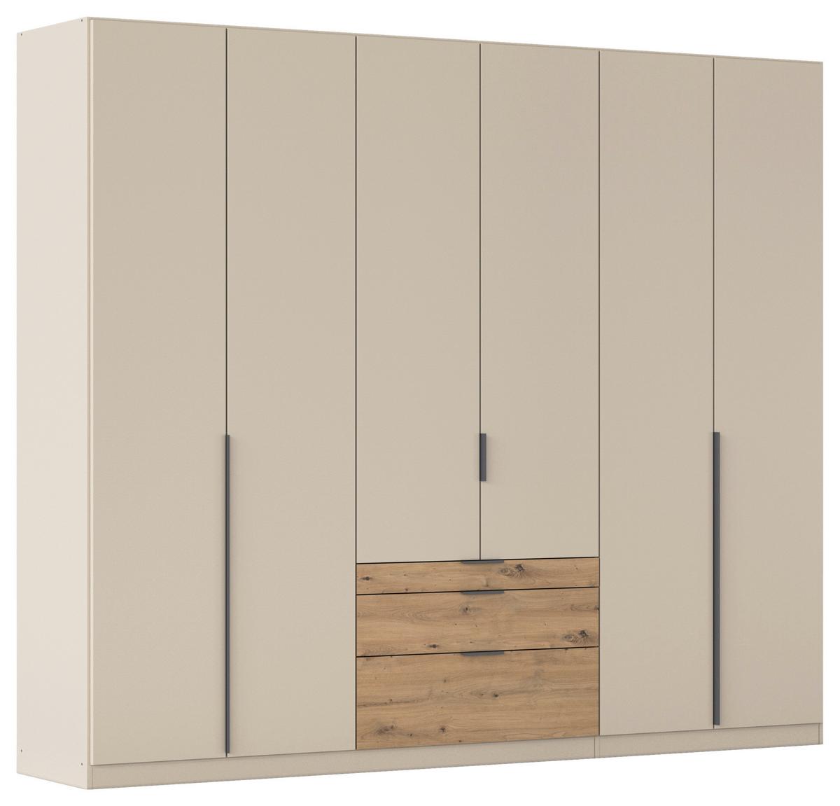 Drehtürenschrank mit Schubladen 271cm Alabama Super Champagner - Champagner/Eichefarben, MODERN, Holzwerkstoff (271/229/54cm)