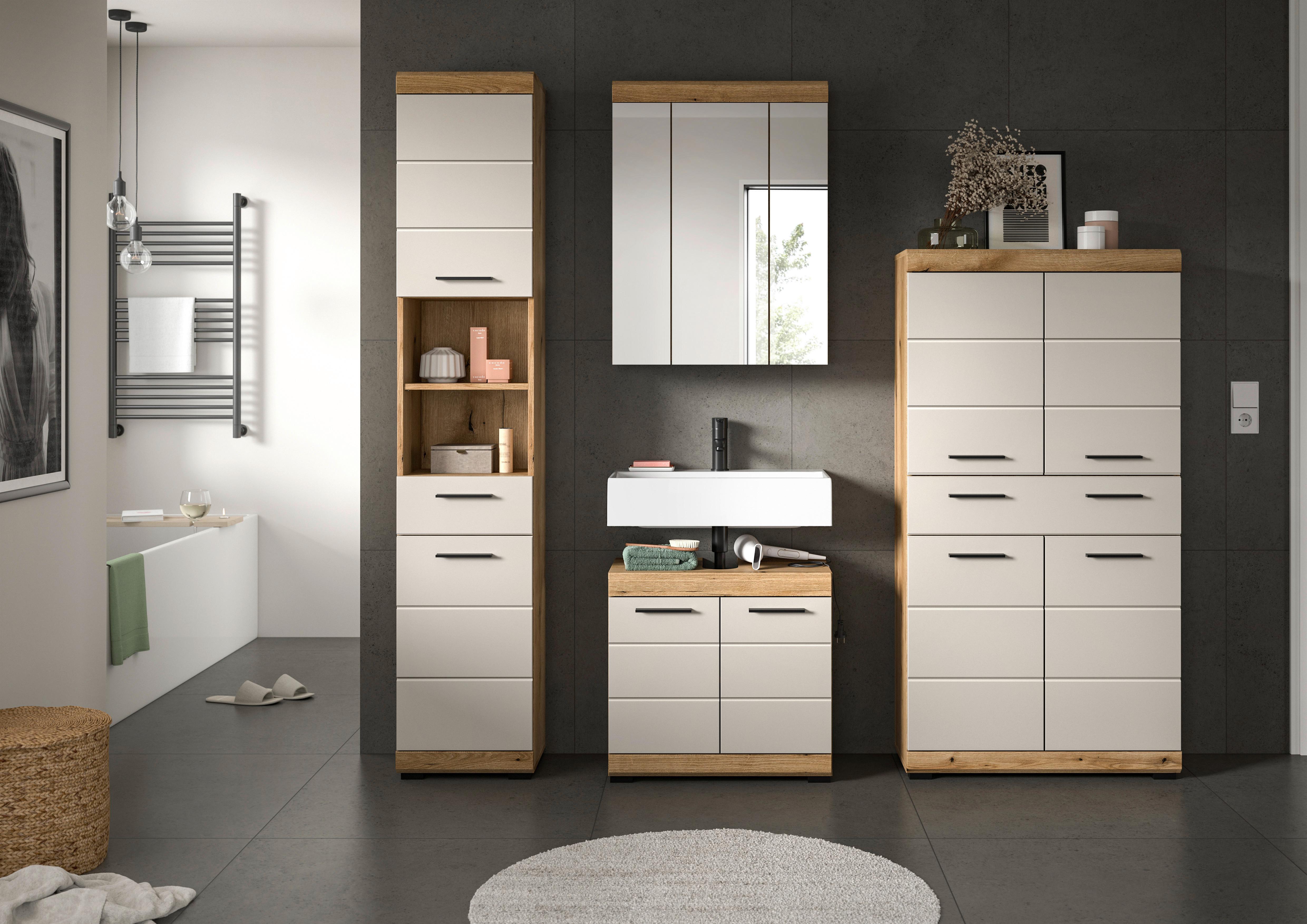 Badezimmer Scout Kaschmir/Naturfarben B: 171 cm - Kaschmir/Schwarz, MODERN, Holzwerkstoff (171cm) - MID.YOU