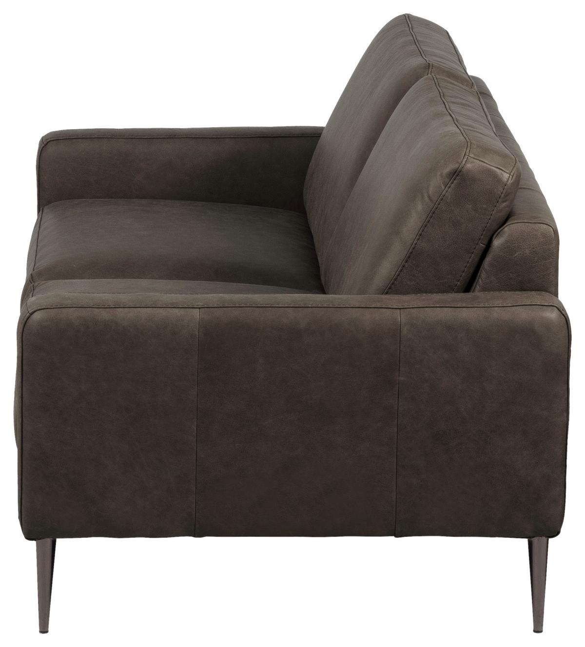 2-Sitzer-Sofa Spring, Fango B: 157 cm - Fango/Schwarzchrom, Design, Leder (157/85/92cm) - Livetastic