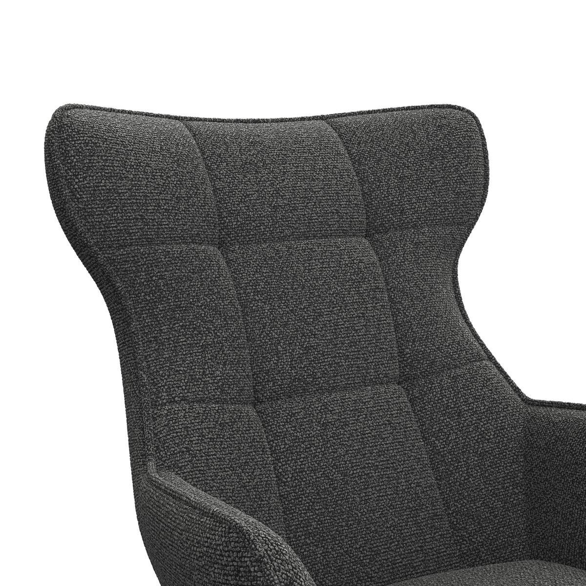 Relaxsessel Bogota Leinenoptik grau, 360° drehbar - Schwarz/Grau, MODERN, Textil/Metall (76/101/86cm) - Luca Bessoni